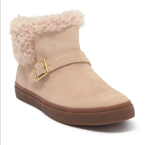 Cole Haan Nantucket Cozy Ankle Boot buckle suede shoe shearling size 7.5 - Picture 1 of 10